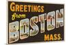 Greetings from Boston, Massachusetts-null-Mounted Premium Giclee Print