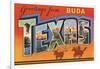 Greetings from Buda, Texas-null-Framed Art Print