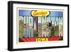 Greetings from Burlington, Iowa-null-Framed Art Print