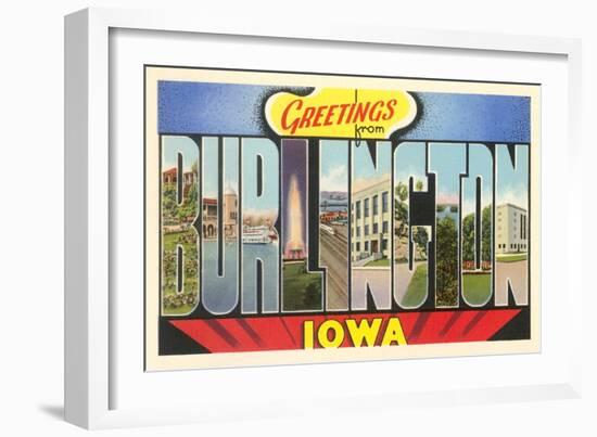 Greetings from Burlington, Iowa-null-Framed Art Print