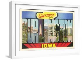 Greetings from Burlington, Iowa-null-Framed Art Print