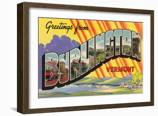 Greetings from Burlington, Vermont-null-Framed Art Print