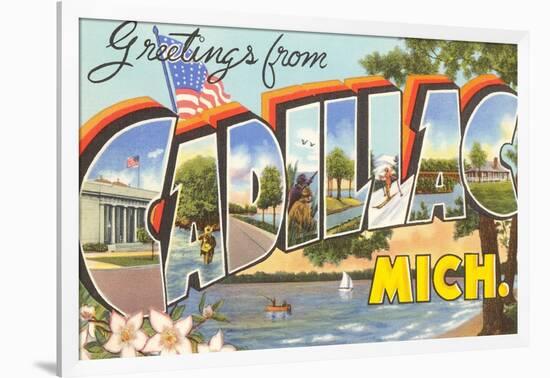 Greetings from Cadillac, Michigan-null-Framed Art Print