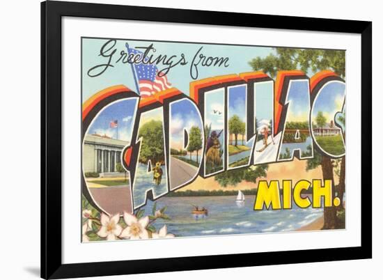 Greetings from Cadillac, Michigan-null-Framed Premium Giclee Print