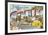 Greetings from Cadillac, Michigan-null-Framed Premium Giclee Print