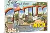 Greetings from Cadillac, Michigan-null-Mounted Premium Giclee Print