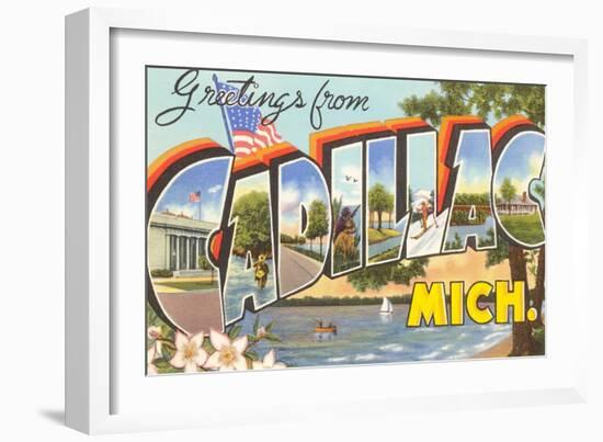 Greetings from Cadillac, Michigan-null-Framed Art Print