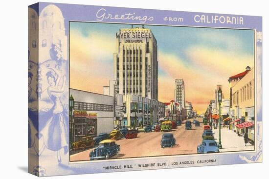 Greetings from California, Miracle Mile, Los Angeles, California-null-Stretched Canvas