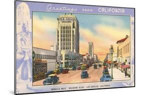 Greetings from California, Miracle Mile, Los Angeles, California-null-Mounted Art Print