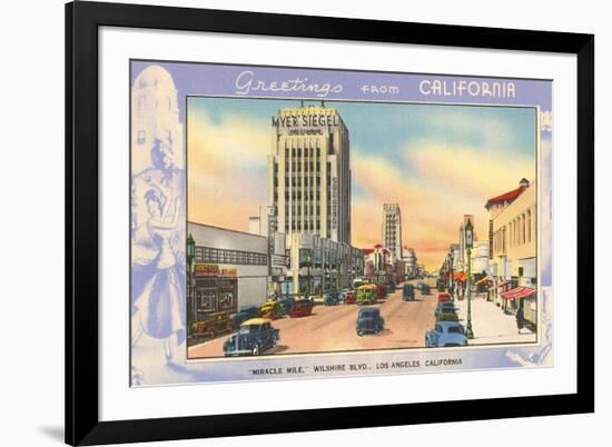 Greetings from California, Miracle Mile, Los Angeles, California-null-Framed Art Print