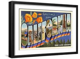 Greetings from California, San Luis Obispo-null-Framed Art Print