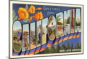 Greetings from California, San Luis Obispo-null-Mounted Art Print