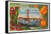 Greetings from California with Golden Gate Bridge and Poppies-null-Framed Stretched Canvas
