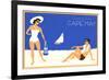 Greetings from Cape May, New Jersey, Beach Couple-null-Framed Premium Giclee Print