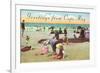 Greetings from Cape May, New Jersey, Beach Scene-null-Framed Premium Giclee Print