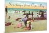 Greetings from Cape May, New Jersey, Beach Scene-null-Mounted Premium Giclee Print