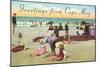 Greetings from Cape May, New Jersey, Beach Scene-null-Mounted Art Print