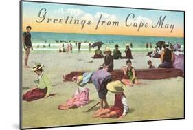 Greetings from Cape May, New Jersey, Beach Scene-null-Mounted Art Print