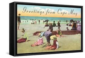 Greetings from Cape May, New Jersey, Beach Scene-null-Framed Stretched Canvas