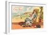 Greetings from Cape May, New Jersey, Girl on Porch-null-Framed Art Print