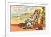 Greetings from Cape May, New Jersey, Girl on Porch-null-Framed Premium Giclee Print