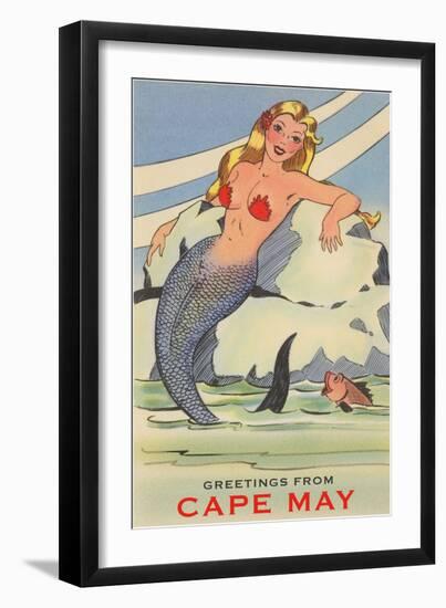 Greetings from Cape May, New Jersey, Mermaid-null-Framed Art Print