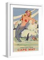 Greetings from Cape May, New Jersey, Mermaid-null-Framed Art Print