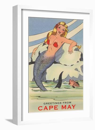 Greetings from Cape May, New Jersey, Mermaid-null-Framed Art Print