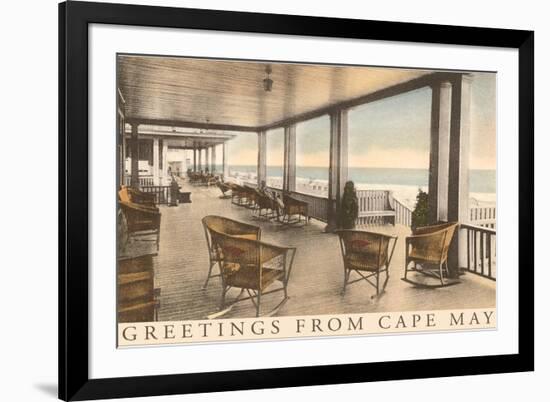 Greetings from Cape May, New Jersey, Veranda-null-Framed Premium Giclee Print