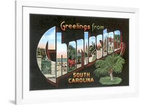 Greetings from Charleston, South Carolina-null-Framed Premium Giclee Print