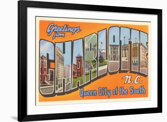 Greetings from Charlotte, North Carolina-null-Framed Premium Giclee Print