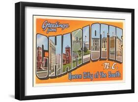 Greetings from Charlotte, North Carolina-null-Framed Art Print