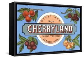 Greetings from Cherryland, Grand Traverse, Michigan-null-Framed Stretched Canvas