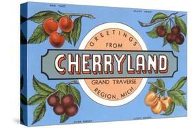 Greetings from Cherryland, Grand Traverse, Michigan-null-Stretched Canvas