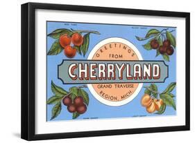 Greetings from Cherryland, Grand Traverse, Michigan-null-Framed Art Print