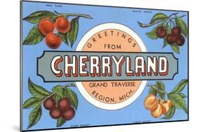 Greetings from Cherryland, Grand Traverse, Michigan-null-Mounted Art Print