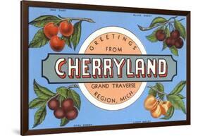 Greetings from Cherryland, Grand Traverse, Michigan-null-Framed Art Print