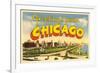 Greetings from Chicago, Illinois-null-Framed Premium Giclee Print