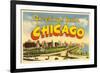 Greetings from Chicago, Illinois-null-Framed Premium Giclee Print