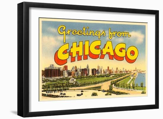 Greetings from Chicago, Illinois-null-Framed Art Print