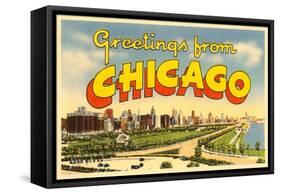 Greetings from Chicago, Illinois-null-Framed Stretched Canvas