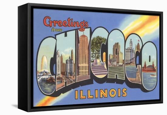 Greetings from Chicago, Illinois-null-Framed Stretched Canvas