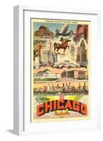 Greetings from Chicago-null-Framed Art Print