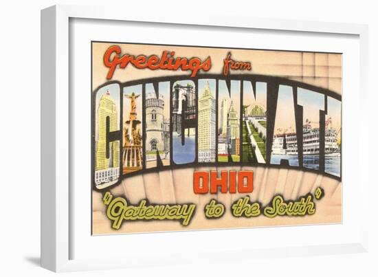 Greetings from Cincinnati, Ohio-null-Framed Art Print