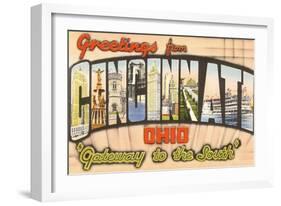 Greetings from Cincinnati, Ohio-null-Framed Art Print