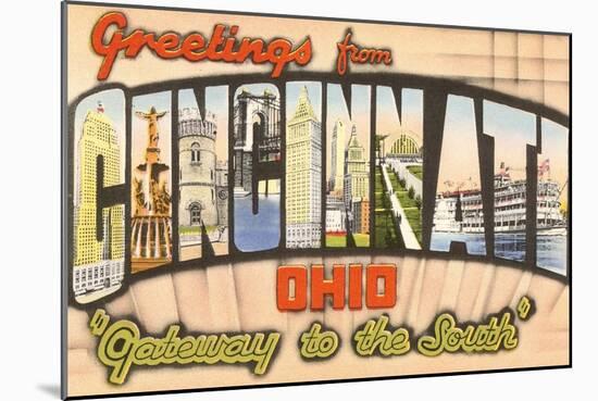 Greetings from Cincinnati, Ohio-null-Mounted Art Print