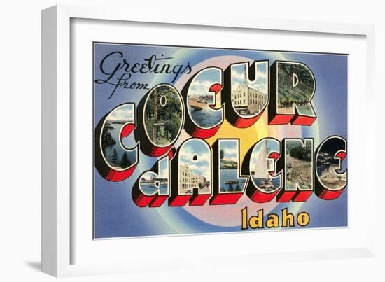 Greetings from Coeur d'Alene, Idaho-null-Framed Art Print