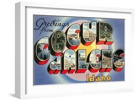 Greetings from Coeur D'Alene, Idaho-null-Framed Giclee Print