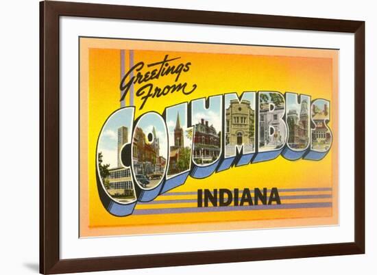 Greetings from Columbus, Indiana-null-Framed Premium Giclee Print