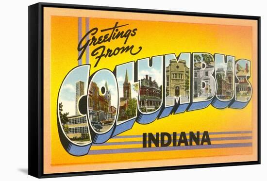 Greetings from Columbus, Indiana-null-Framed Stretched Canvas